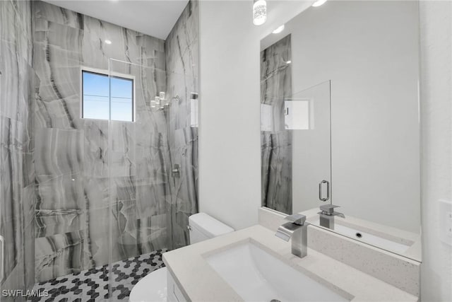 3034 Chiquita Blvd N, Cape Coral, FL 33993 - bathroom featuring toilet, vanity, and a marble finish shower