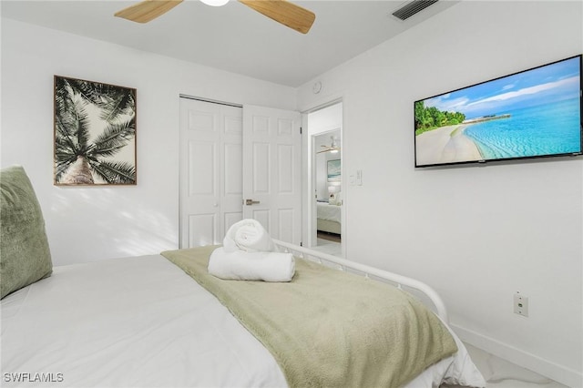 5127 SW 3rd Ave, Cape Coral, FL 33914 - bedroom featuring a closet, ceiling fan, and baseboards