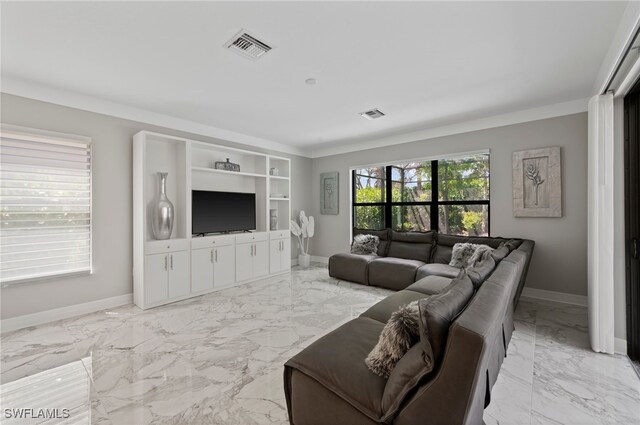 4654 Kensington Cir, Naples, FL 34119 - living room with light marble finish flooring and baseboards