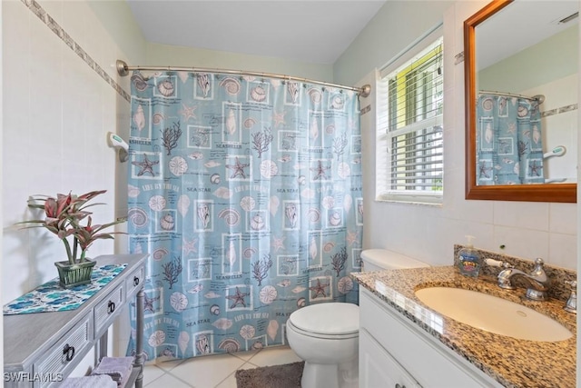 608 SW 43rd Ter, Cape Coral, FL 33914 - bathroom with vanity, tile patterned flooring, and a shower with shower curtain