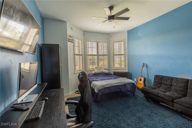 19372 Silver Oak Dr, Estero, FL 33967 - bedroom featuring carpet, ceiling fan, and baseboards