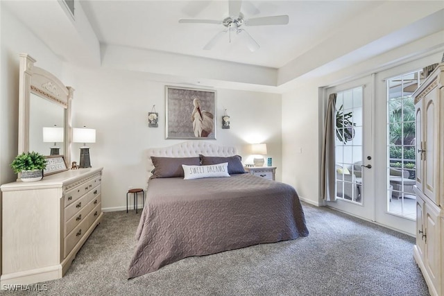 14550 Red Fox Run Unit 407, Naples, FL 34110 - carpeted bedroom with access to exterior, a raised ceiling, french doors, and baseboards