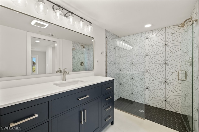 16260 Kelly Cove Dr Unit 235, Fort Myers, FL 33908 - bathroom featuring walk in shower, vanity, and recessed lighting