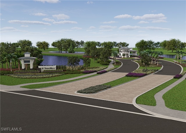 12412 Basalt Ln, Alva, FL 33982 - view of home's community featuring a water view and decorative driveway