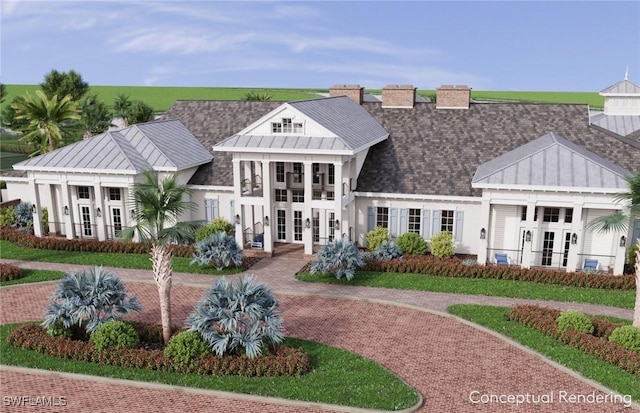 12412 Basalt Ln, Alva, FL 33982 - back of house featuring french doors and a standing seam roof
