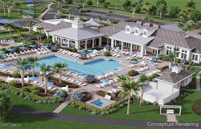 12412 Basalt Ln, Alva, FL 33982 - bird's eye view of a pool area