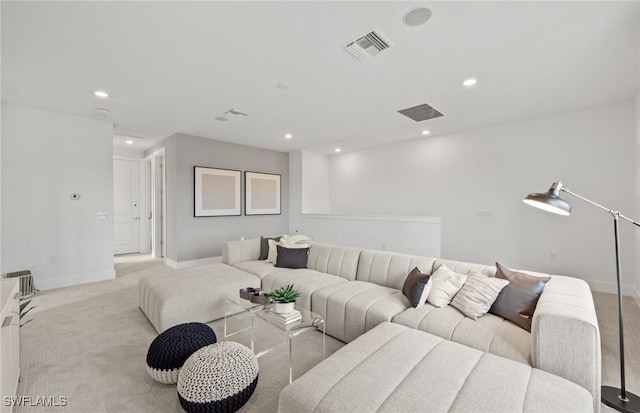 12412 Basalt Ln, Alva, FL 33982 - living room with baseboards, light carpet, and recessed lighting
