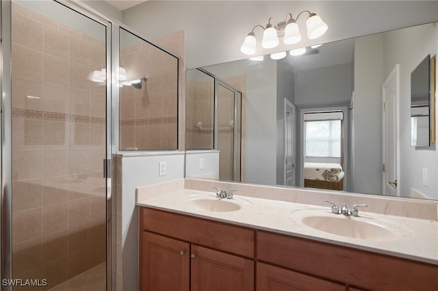 4381 Lazio Way Unit 504, Fort Myers, FL 33901 - full bathroom featuring double vanity, a shower stall, and ensuite bathroom