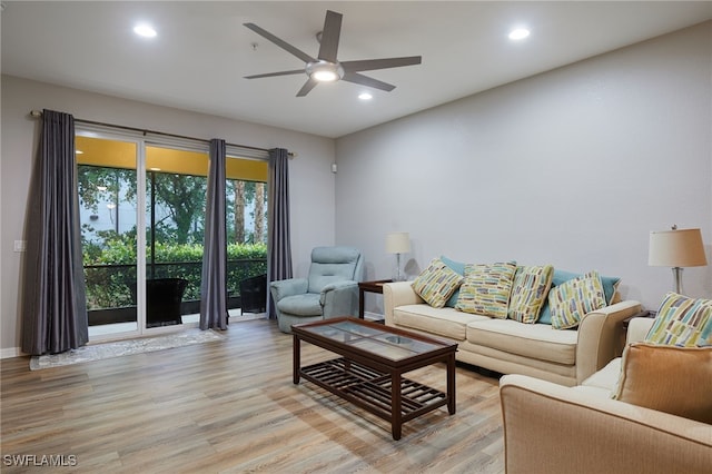 4381 Lazio Way Unit 504, Fort Myers, FL 33901 - living room with ceiling fan, recessed lighting, and light wood finished floors