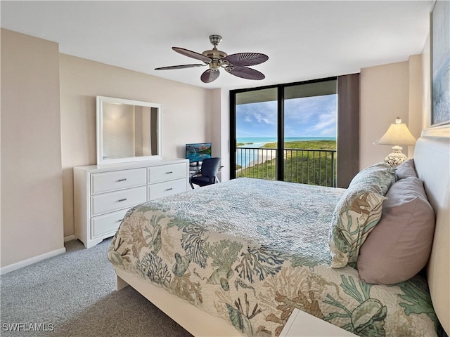 440 Seaview Ct Unit 1012, Marco Island, FL 34145 - bedroom featuring access to outside, carpet flooring, a ceiling fan, and baseboards