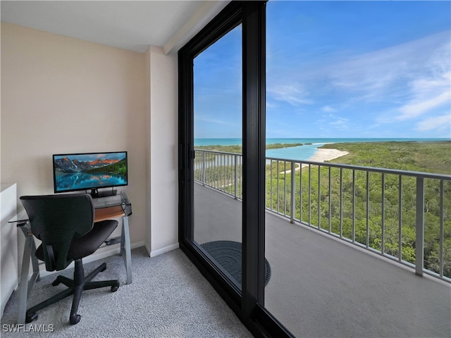 440 Seaview Ct Unit 1012, Marco Island, FL 34145 - carpeted home office featuring baseboards and plenty of natural light