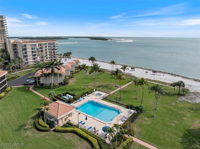 1100 S Collier Blvd Unit 1025, Marco Island, FL 34145 - bird's eye view of a pool area and a large body of water