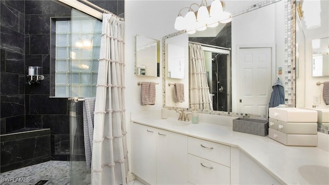 96 Silver Oaks Cir Unit 1-202, Naples, FL 34119 - bathroom with a tile shower and vanity