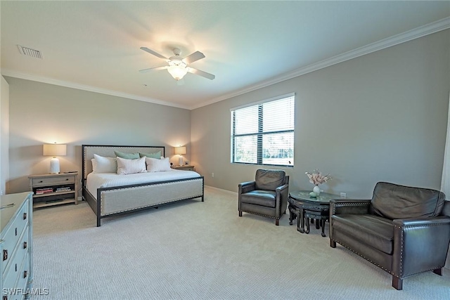 3153 Aviamar Cir Unit 202, Naples, FL 34114 - bedroom with light colored carpet, ornamental molding, a ceiling fan, and baseboards