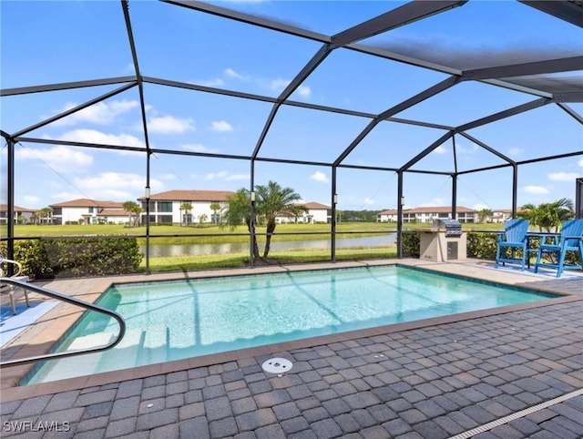 11992 Arbor Trace Dr, Fort Myers, FL 33913 - outdoor pool with a patio area, a water view, and a lanai