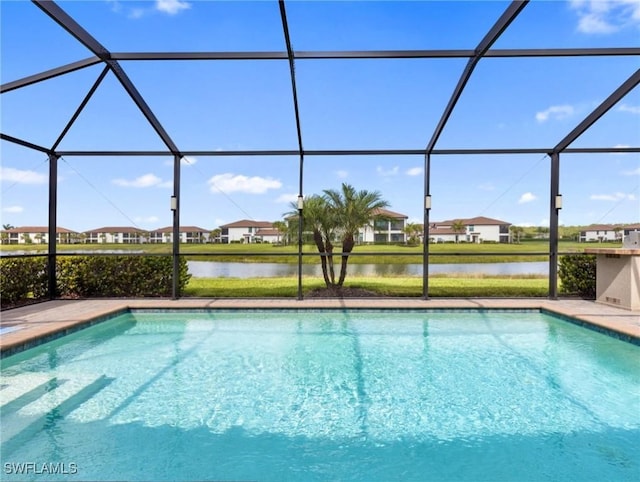 11992 Arbor Trace Dr, Fort Myers, FL 33913 - swimming pool with glass enclosure, a residential view, and a water view