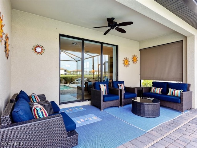 11992 Arbor Trace Dr, Fort Myers, FL 33913 - view of patio / terrace with outdoor lounge area and ceiling fan