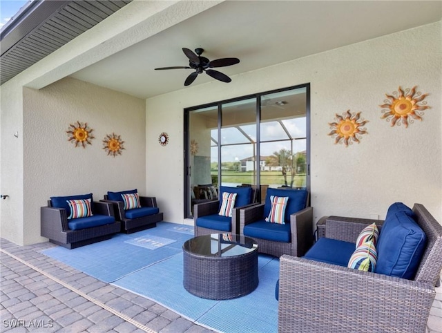 11992 Arbor Trace Dr, Fort Myers, FL 33913 - view of patio with ceiling fan and an outdoor living space