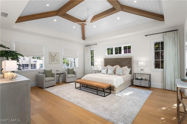 845 11th Ave S, Naples, FL 34102 - bedroom with light wood-style floors, recessed lighting, baseboards, and wooden ceiling