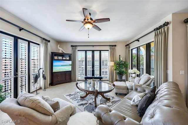 23159 Amgci Way Unit 302, Estero, FL 33928 - living room featuring healthy amount of natural light and a ceiling fan