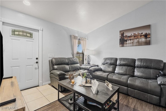 2909 48th St SW, Lehigh Acres, FL 33976 - tiled living area with vaulted ceiling