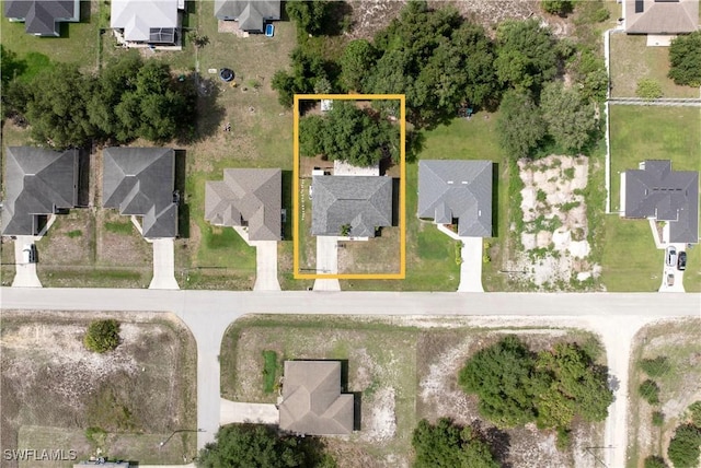2909 48th St SW, Lehigh Acres, FL 33976 - aerial view of residential area featuring property parcel outlined