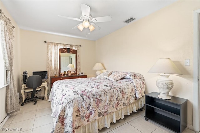 804 Alcala Ave, Lehigh Acres, FL 33936 - tiled bedroom featuring ceiling fan and a desk