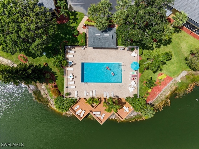 1190 Yesica Ann Cir Unit B205, Naples, FL 34110 - bird's eye view of a pool area and a large body of water