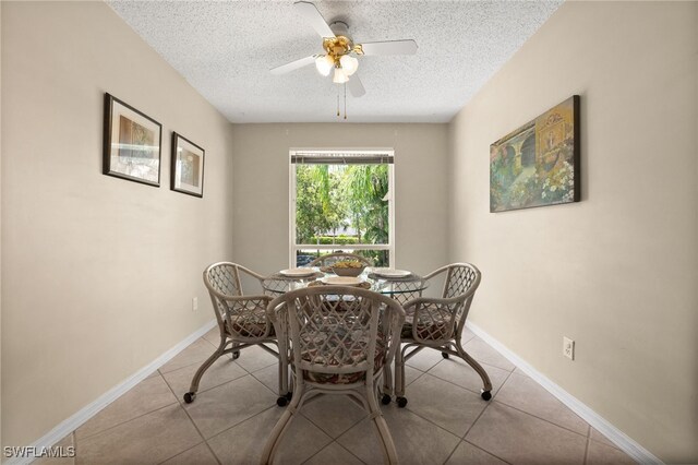 1190 Yesica Ann Cir Unit B205, Naples, FL 34110 - dining space featuring a textured ceiling, tile patterned floors, and ceiling fan