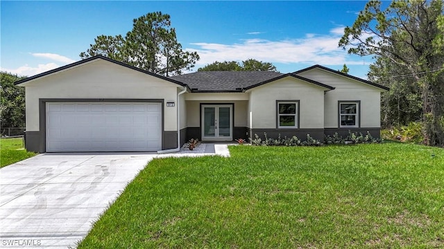 Anthony Anthony Street E 912, Lehigh Acres, FL 33974 - ranch-style house with french doors, stucco siding, a garage, and concrete driveway
