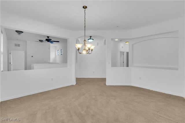 3799 Costa Maya Way Unit 202, Estero, FL 33928 - carpeted spare room with a chandelier, ceiling fan, and baseboards