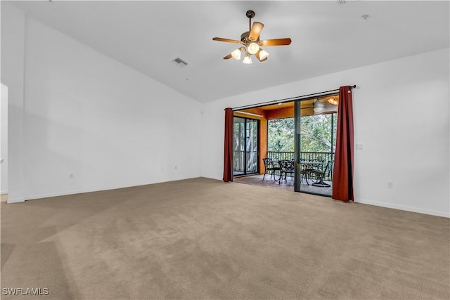 3799 Costa Maya Way Unit 202, Estero, FL 33928 - carpeted spare room featuring lofted ceiling, a ceiling fan, and baseboards