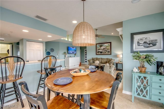 16641 Stringfellow Rd Unit 506, Bokeelia, FL 33922 - dining room featuring baseboards, recessed lighting, and a ceiling fan