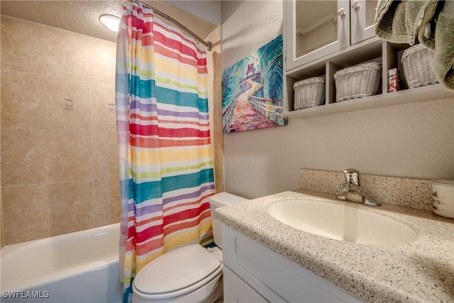 16641 Stringfellow Rd Unit 506, Bokeelia, FL 33922 - full bathroom with vanity, toilet, and shower / bathtub combination with curtain