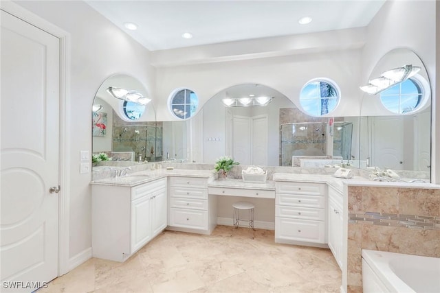 1658 Mcilvaine Ct, Marco Island, FL 34145 - full bathroom featuring a shower stall, vanity, and a bath