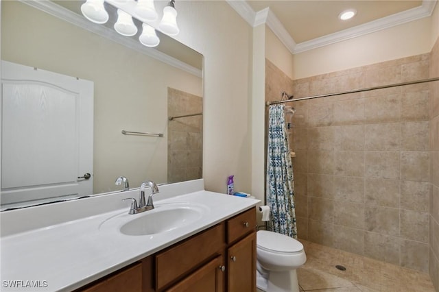 10996 Cherry Laurel Dr, Fort Myers, FL 33912 - full bath with vanity, crown molding, toilet, and tiled shower