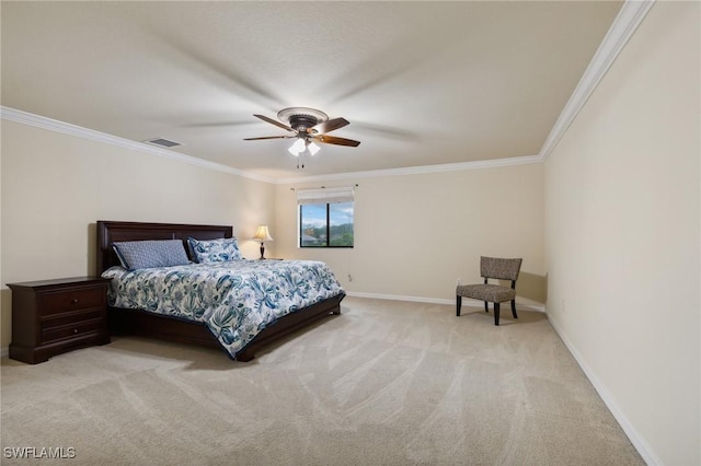 10996 Cherry Laurel Dr, Fort Myers, FL 33912 - bedroom featuring crown molding, baseboards, carpet floors, and a ceiling fan