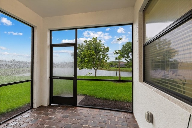 10996 Cherry Laurel Dr, Fort Myers, FL 33912 - unfurnished sunroom featuring a water view