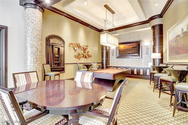 1050 Borghese Ln Unit 801, Naples, FL 34114 - dining room with ornate columns and crown molding