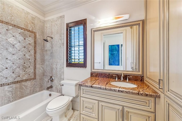 1547 Caxambas Ct, Marco Island, FL 34145 - full bathroom with vanity, toilet, tub / shower combination, and crown molding