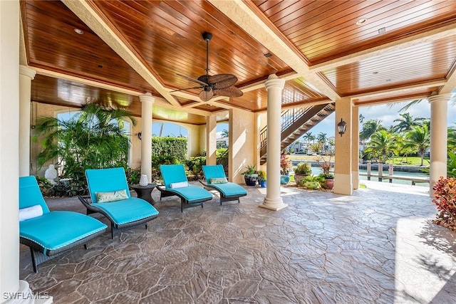 1547 Caxambas Ct, Marco Island, FL 34145 - view of patio / terrace with a ceiling fan and stairway