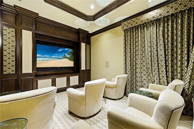 1060 Borghese Ln Unit 1005, Naples, FL 34114 - cinema room with crown molding and recessed lighting