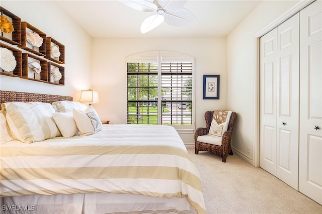 20081 Chapel Trce, Estero, FL 33928 - bedroom featuring a closet, carpet flooring, and a ceiling fan