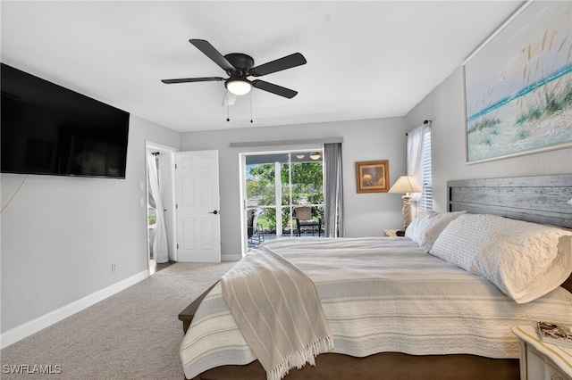 24769 Paradise Rd, Bonita Springs, FL 34135 - carpeted bedroom with access to outside and ceiling fan