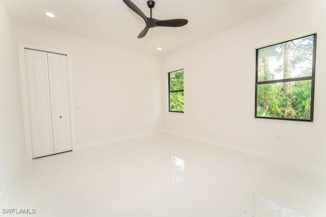 717 Calvin Ave, Lehigh Acres, FL 33972 - spare room featuring recessed lighting, ceiling fan, and baseboards