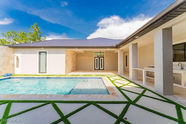 717 Calvin Ave, Lehigh Acres, FL 33972 - outdoor pool with a patio area and a sink