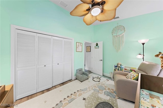 10811 Breaker Ln, Naples, FL 34109 - sitting room with ceiling fan, wood finished floors, and baseboards