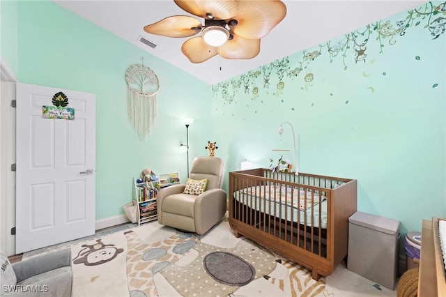 10811 Breaker Ln, Naples, FL 34109 - bedroom with a nursery area and a ceiling fan