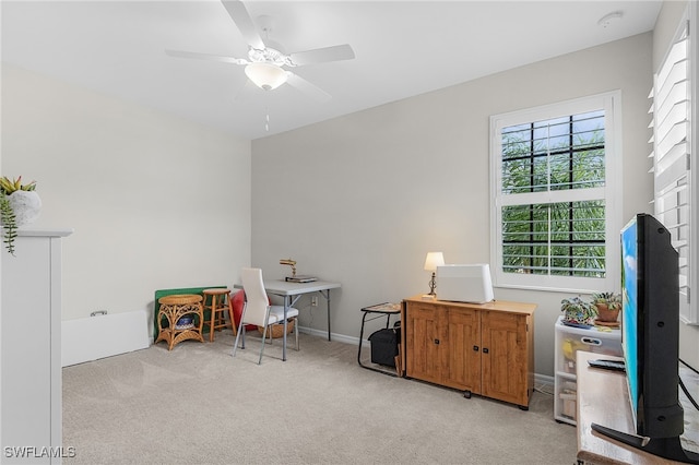 10498 Casella Way Unit 202, Fort Myers, FL 33913 - home office featuring carpet, a ceiling fan, and baseboards