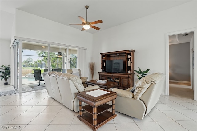 5408 SW 26th Ct, Cape Coral, FL 33914 - living room with ceiling fan, light tile patterned flooring, and a sunroom